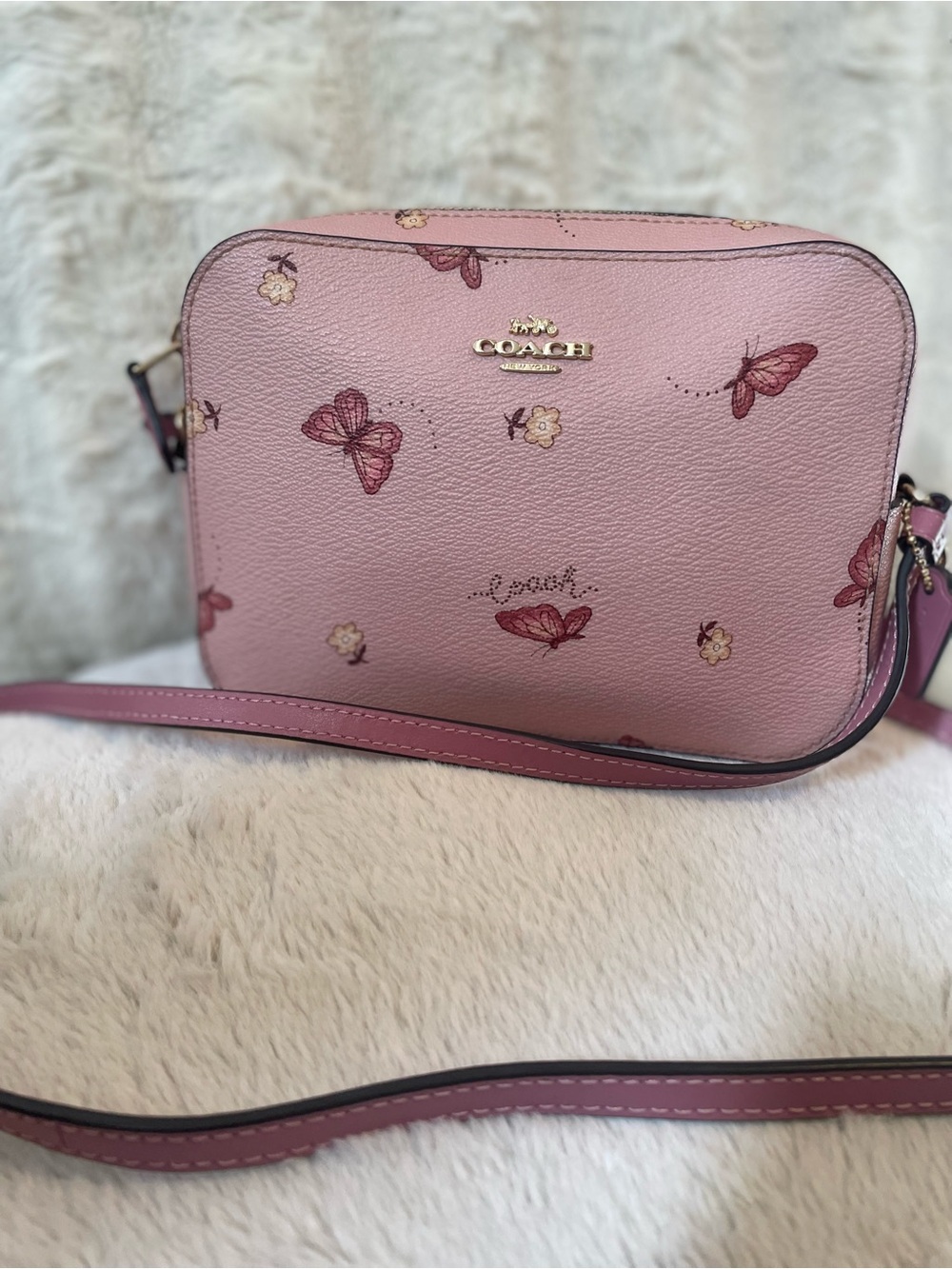 Coach Mini Pink Butterfly Camera Bag